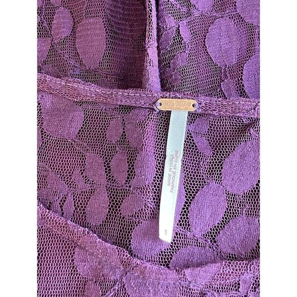 Free People Floral Lace Purple Dress Size 0 - Picture 3 of 3